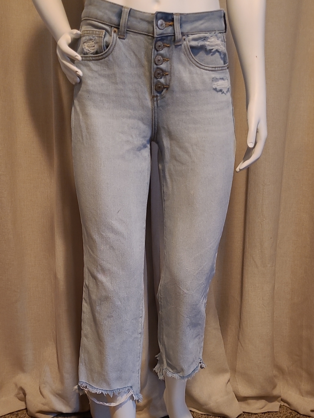 By Rewash Brand 100% Cotton Light Blue Distressed Women's Jeans